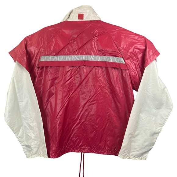 Vintage Track & Court Tennis Jacket Men L Red & White Windbreaker Reflective - Picture 2 of 14